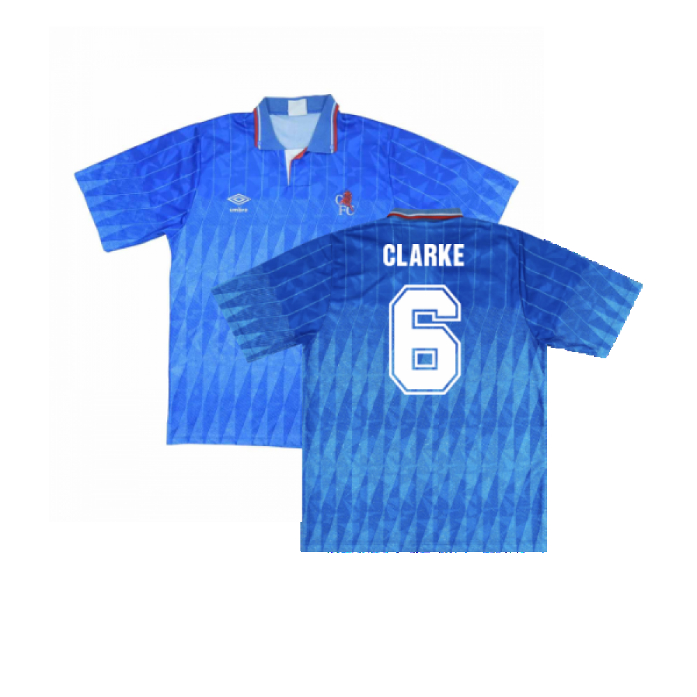 '89-'91 Chelsea Home Shirt (M) (Excellent) (Clarke 6) Polyester Made By: Umbro Men's Blue Medium
