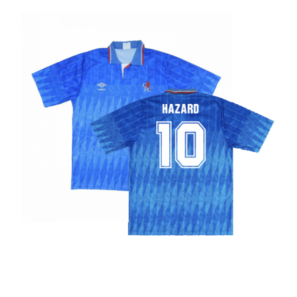 '89-'91 Chelsea Home Shirt (M) (Excellent) (Hazard 10) Polyester Made By: Umbro Men's Blue Medium