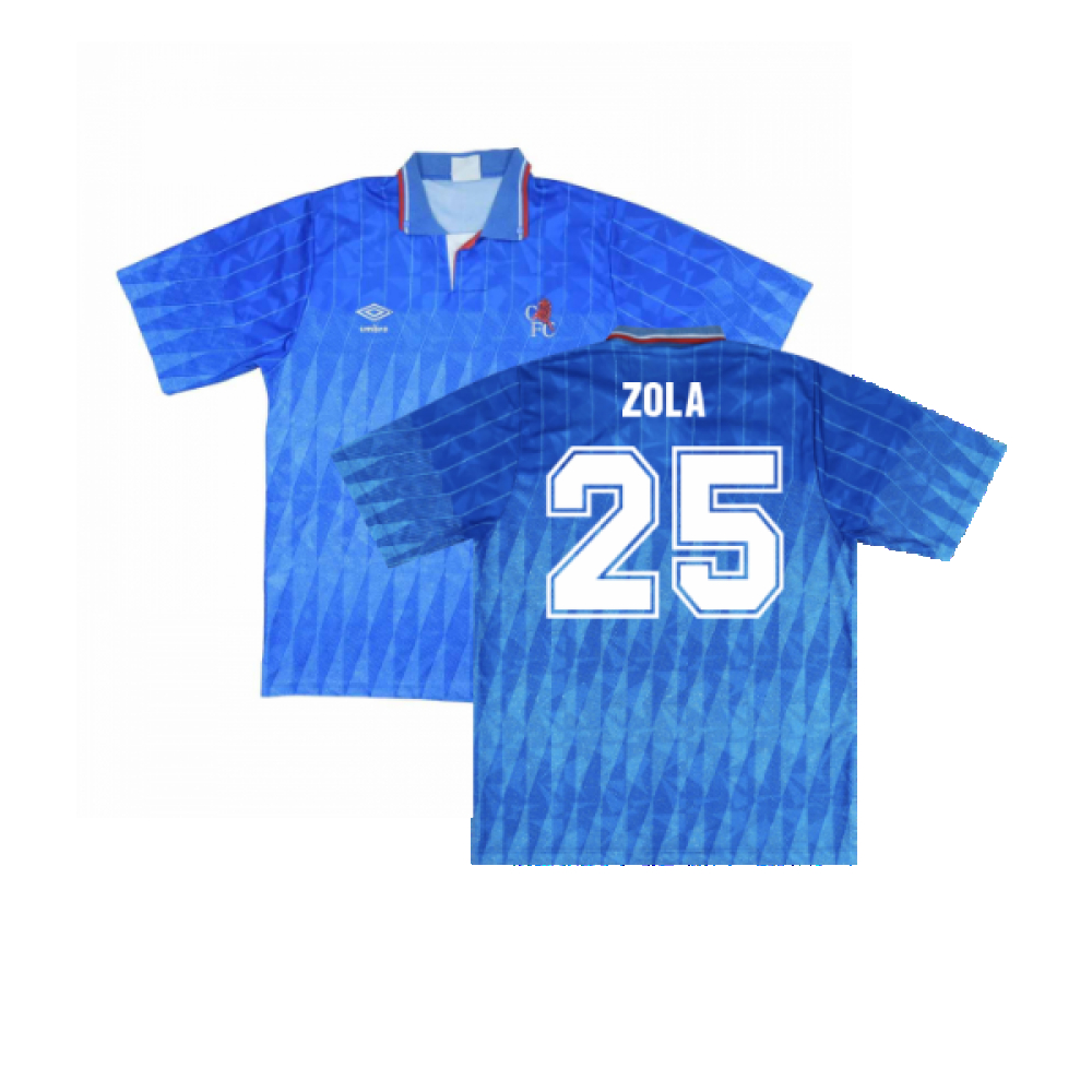 '89-'91 Chelsea Home Shirt (M) (Excellent) (Zola 25) Polyester Made By: Umbro Men's Blue Medium