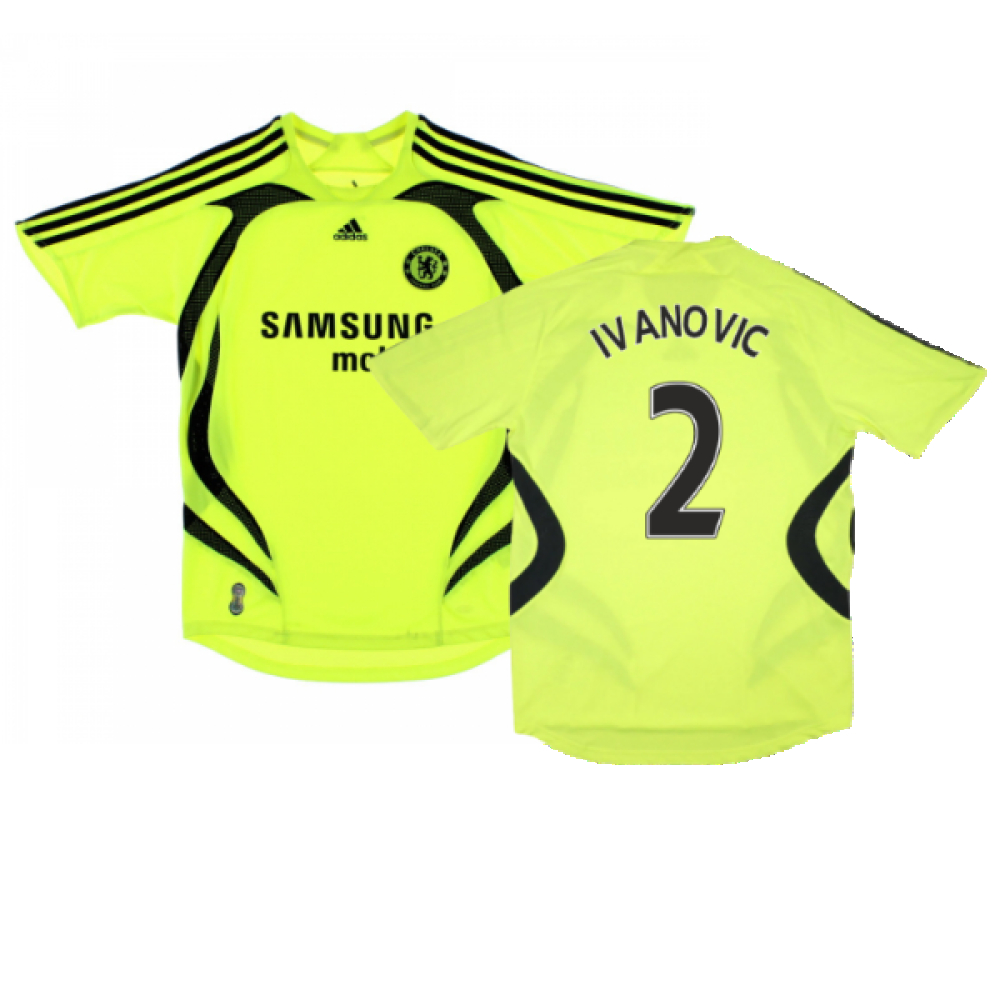 '07-'08 Chelsea Away Shirt ) (Very Good) (Ivanovic 2) Polyester Made By: Adidas Men's Yellow Xxl