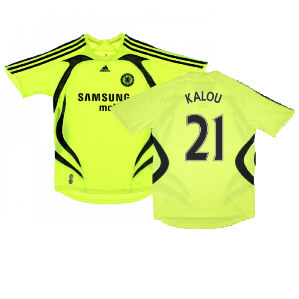 '07-'08 Chelsea Away Shirt ) (Very Good) (Kalou 21) Polyester Made By: Adidas Men's Yellow Xxl