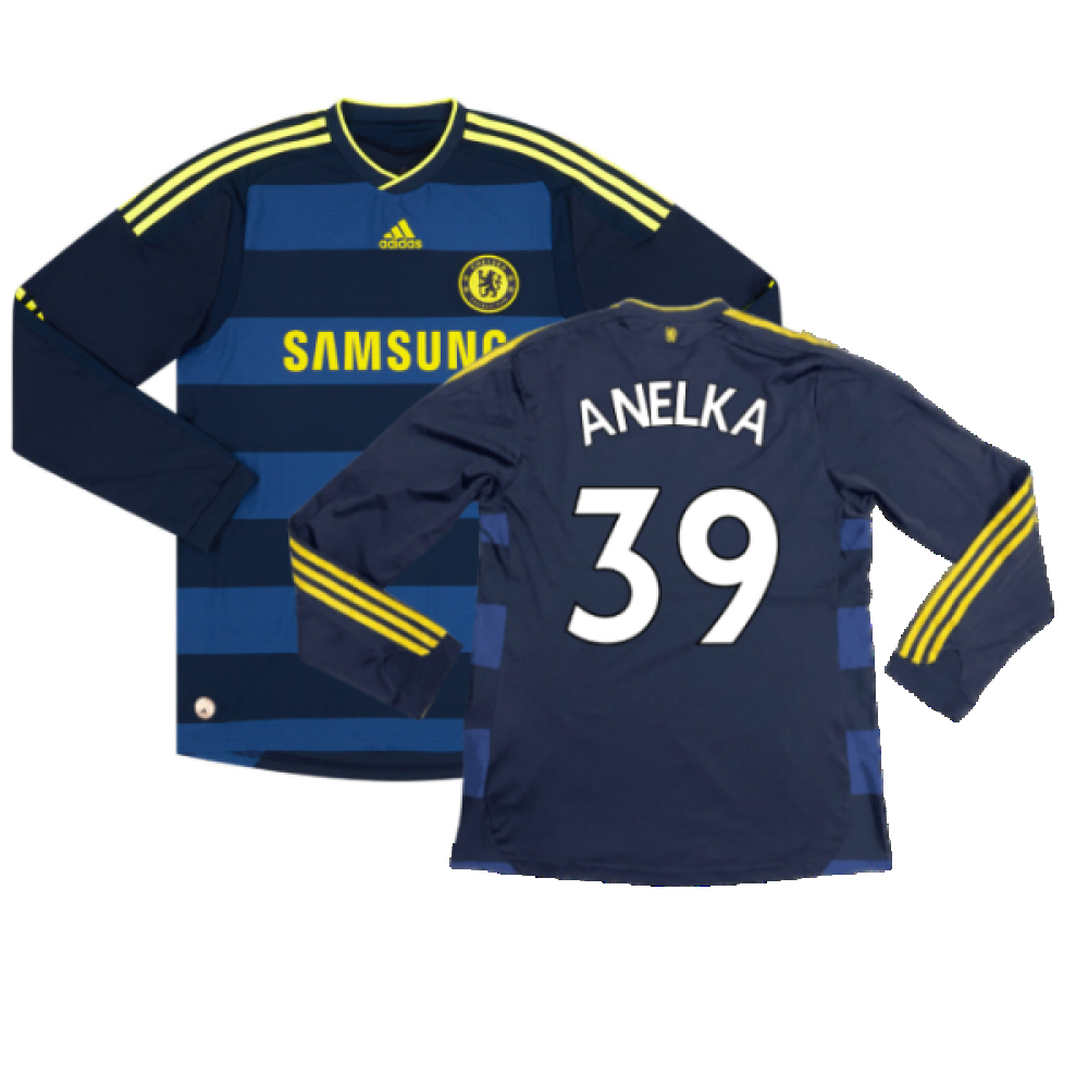 '09-'10 Chelsea Long Sleeve Away Shirt (Excellent) (Anelka 39) Polyester Made By: Adidas Men's Navy Small