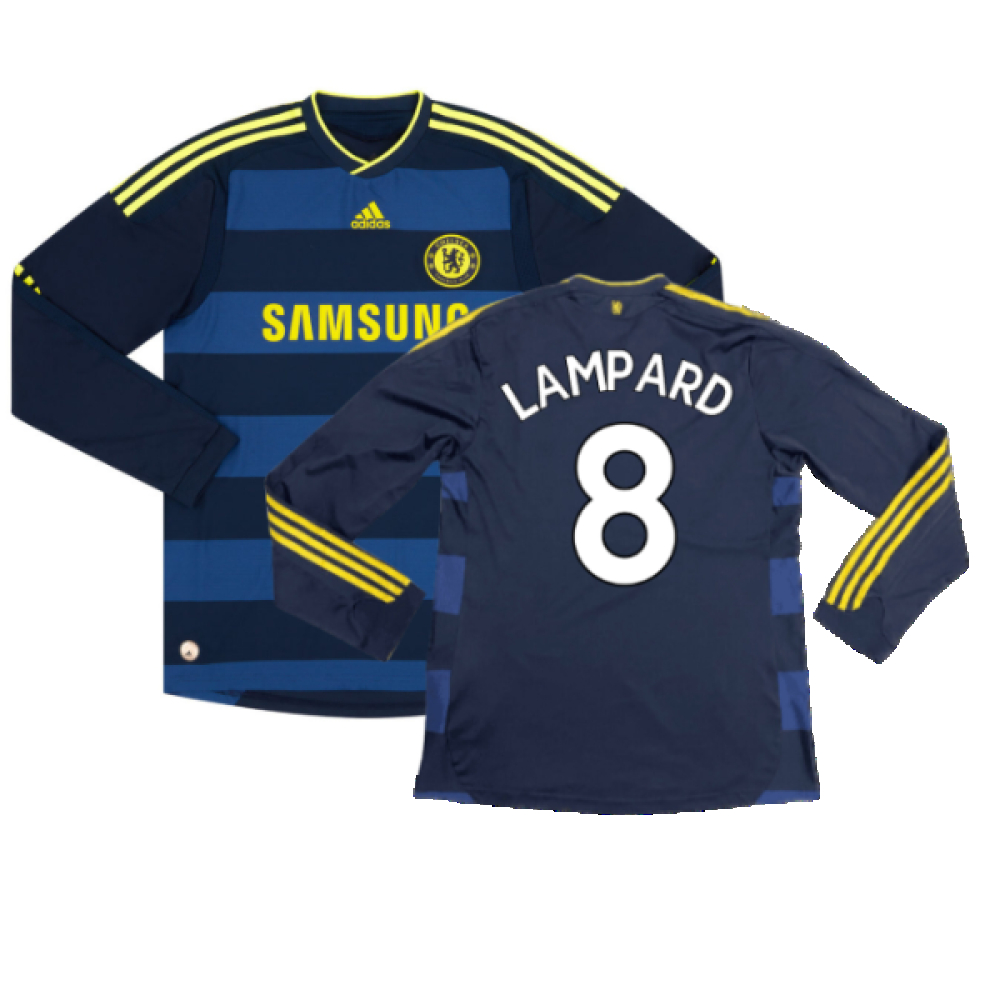'09-'10 Chelsea Long Sleeve Away Shirt (Excellent) (Lampard 8) Polyester Made By: Adidas Men's Navy Small