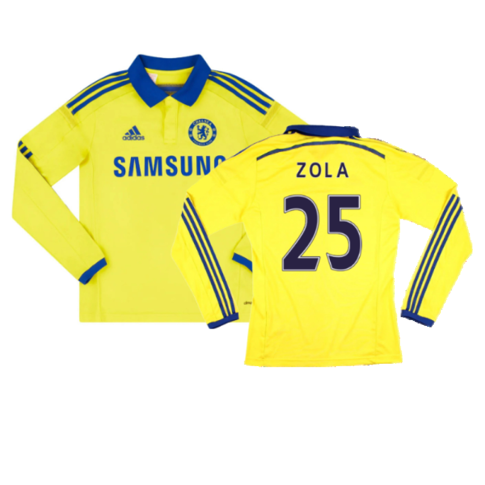 '14-'15 Chelsea Long Sleeve Away Shirt (S) (Excellent) (Zola 25) Polyester Made By: Adidas Men's Yellow Small