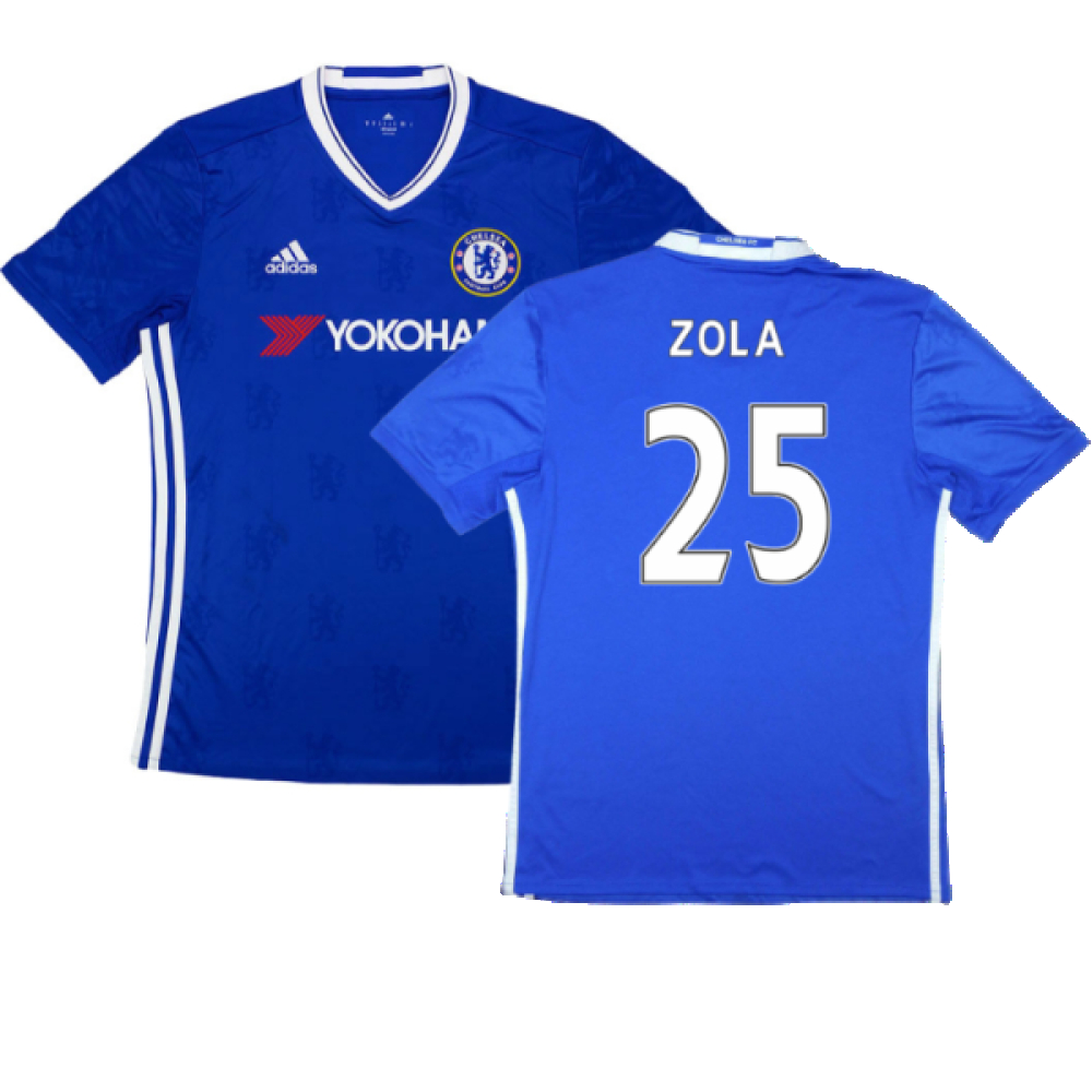 '16-'17 Chelsea Home Shirt (S) (Mint) (Zola 25) Polyester Made By: Adidas Men's Blue Small