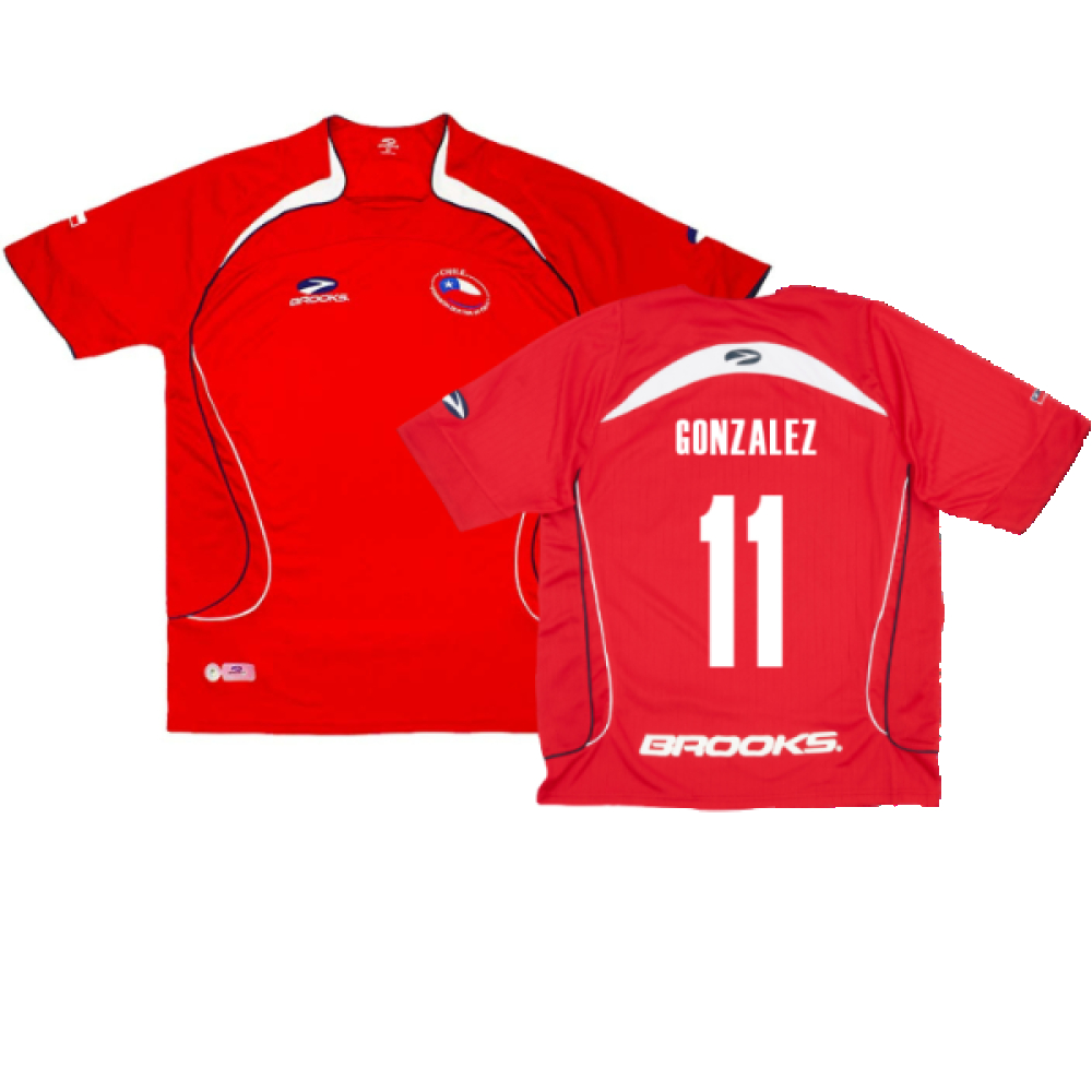 '07-'08 Chile Home (Excellent) (Gonzalez 11) Polyester Made By: Brooks Men's Red Medium