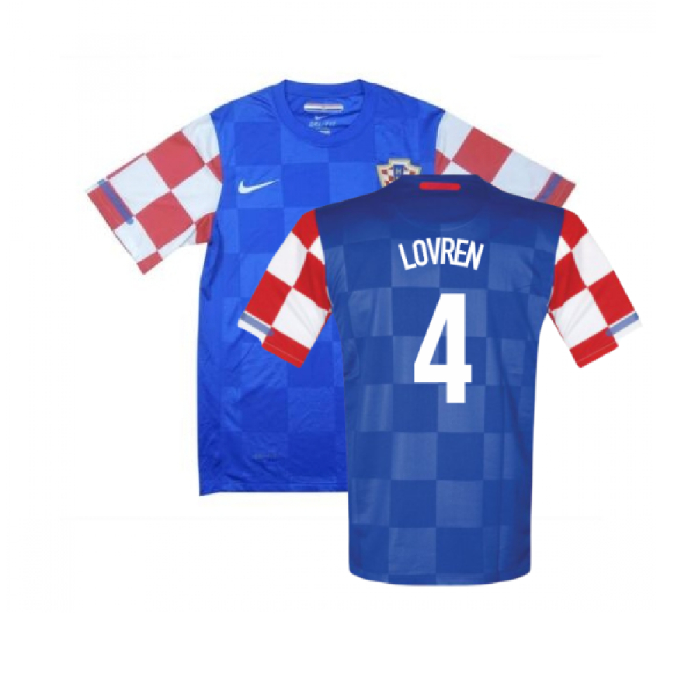 '10-'12 Croatia Away Shirt (Excellent) (Lovren 4) Polyester Made By: Nike Men's Blue Xxl