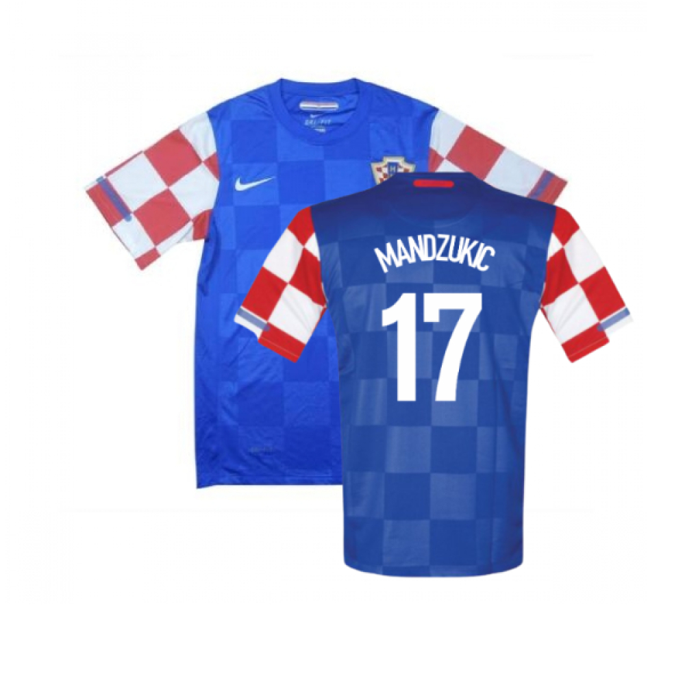 '10-'12 Croatia Away Shirt (Excellent) (Mandzukic 17) Polyester Made By: Nike Men's Blue Xxl
