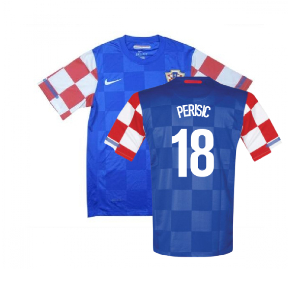 '10-'12 Croatia Away Shirt (Excellent) (Perisic 18) Polyester Made By: Nike Men's Blue Xxl