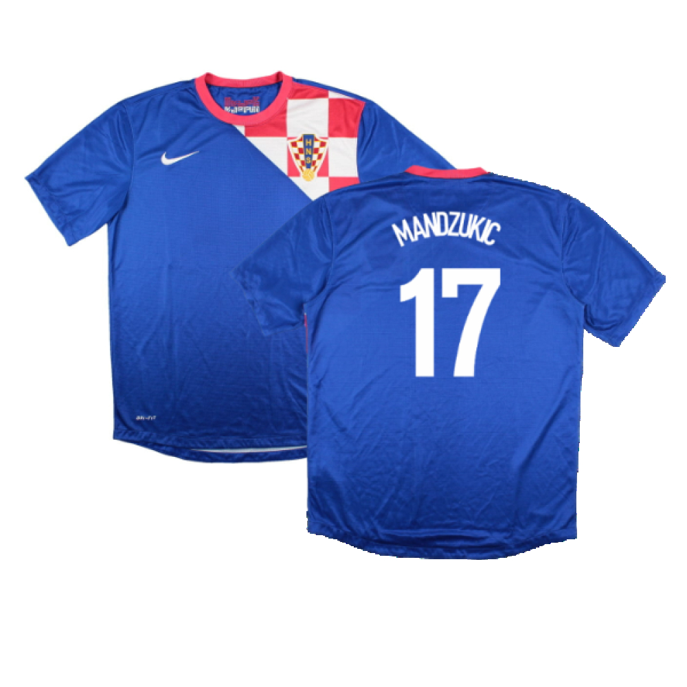 '12-'14 Croatia Away Shirt (S) (Very Good) (Mandzukic 17) Polyester Made By: Nike Men's Blue Small