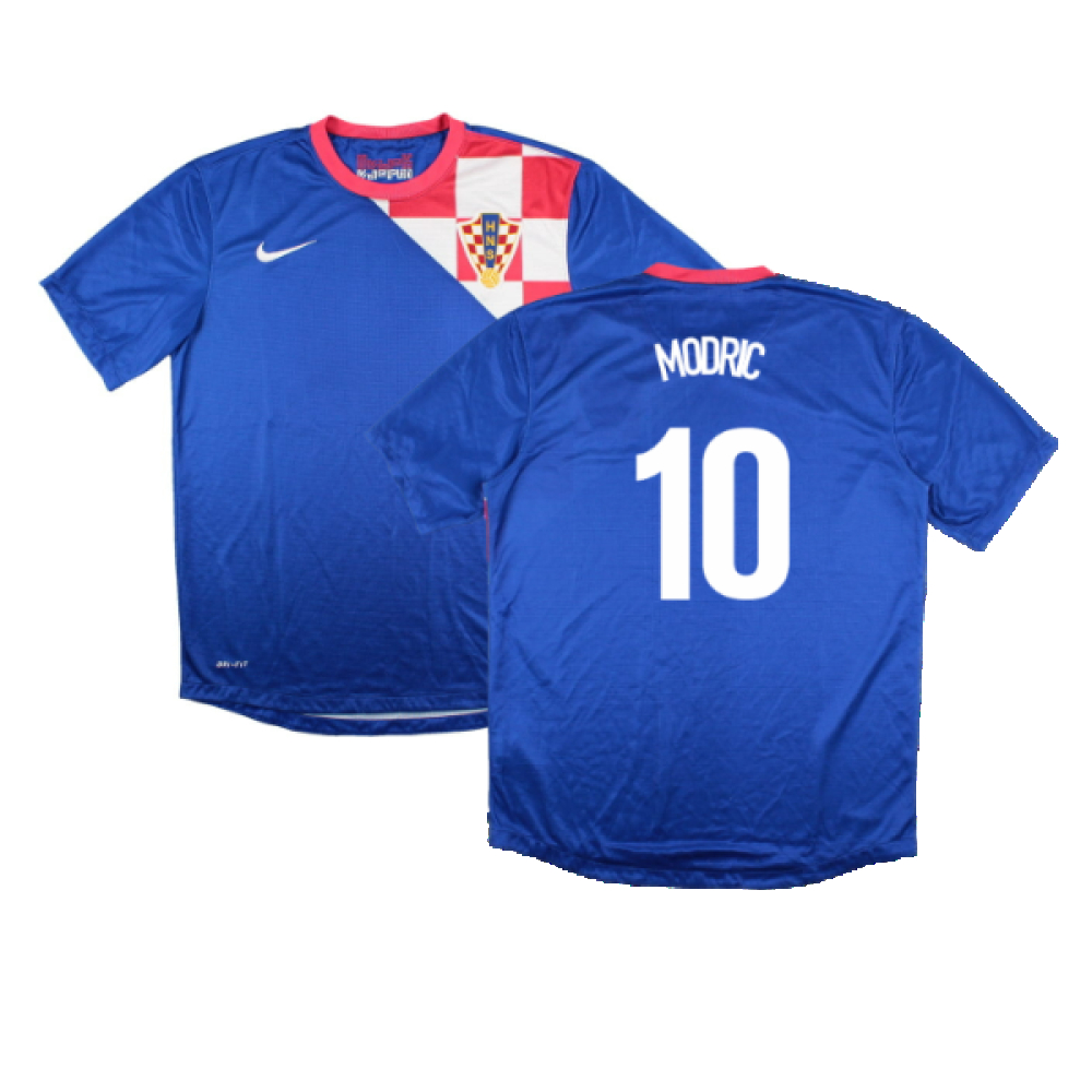 '12-'14 Croatia Away Shirt (S) (Very Good) (Modric 10) Polyester Made By: Nike Men's Blue Small