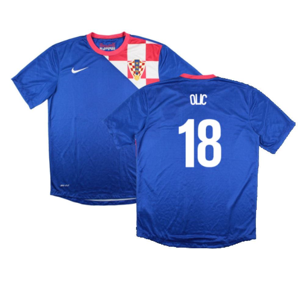 '12-'14 Croatia Away Shirt (S) (Very Good) (Olic 18) Polyester Made By: Nike Men's Blue Small