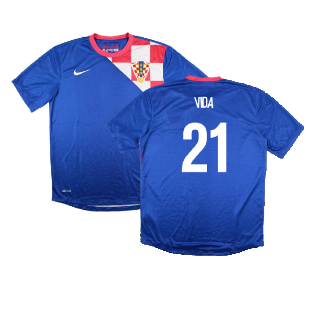 '12-'14 Croatia Away Shirt (S) (Very Good) (Vida 21) Polyester Made By: Nike Men's Blue Small
