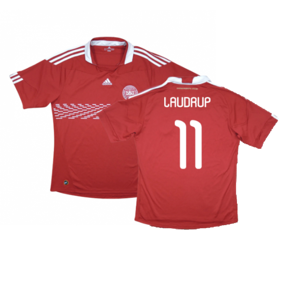 '10-'11 Denmark Home Shirt (M) (Excellent) (Laudrup 11) Polyester Made By: Adidas Men's Red Medium