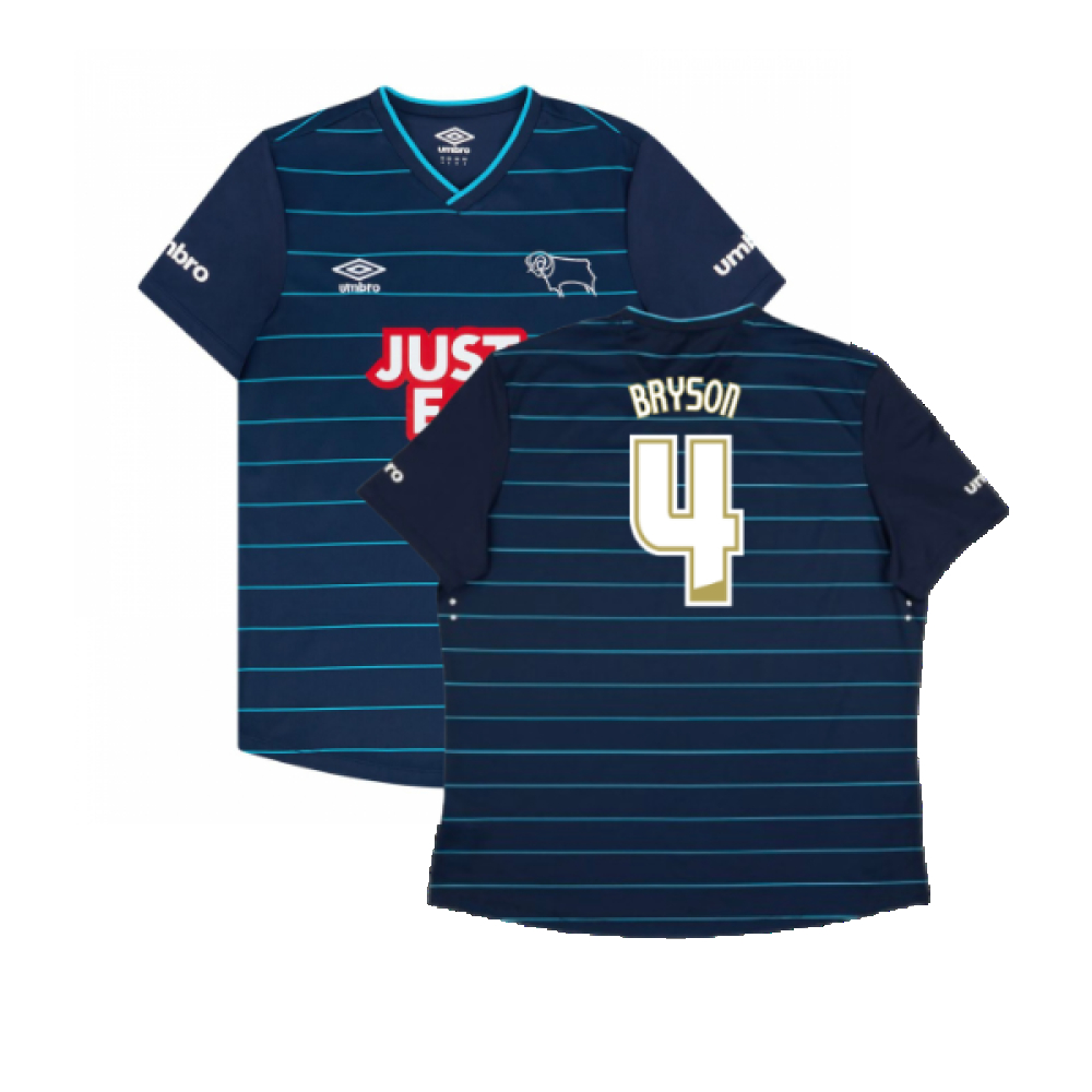 '14-'15 Derby County Away Shirt ) (Excellent) (Bryson 4) Polyester Made By: Umbro Men's Navy Xxl