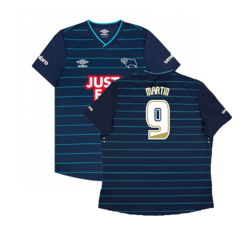 '14-'15 Derby County Away Shirt ) (Excellent) (Martin 9) Polyester Made By: Umbro Men's Navy Xxl