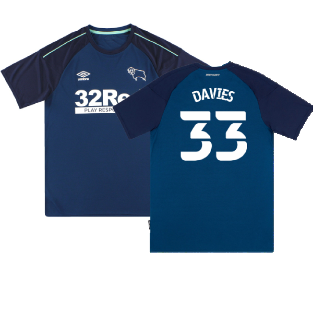 '20-'21 Derby County Away Shirt (L) (Mint) (Davies 33) Polyester Made By: Umbro Men's Dark Blue Large