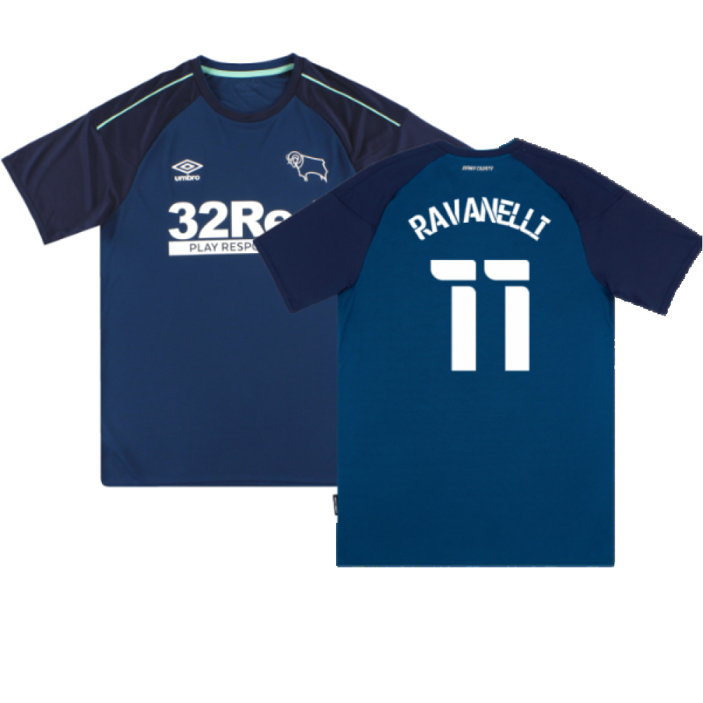 '20-'21 Derby County Away Shirt (M) (Excellent) (Ravanelli 11) Polyester Made By: Umbro Men's Dark Blue Medium