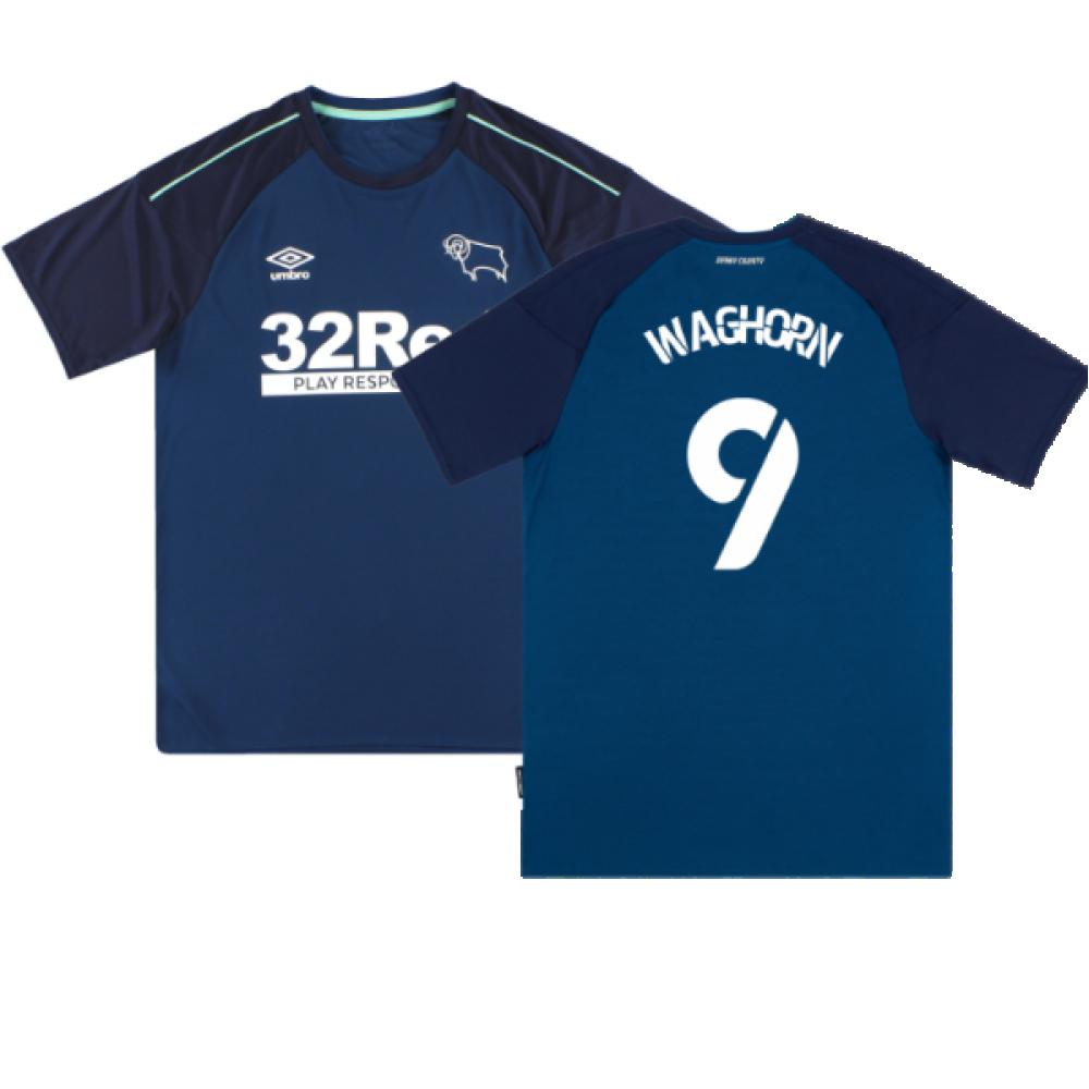 '20-'21 Derby County Away Shirt (S) (Excellent) (Waghorn 9) Polyester Made By: Umbro Men's Dark Blue Small