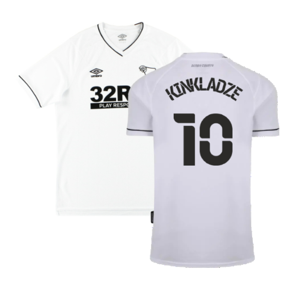 '20-'21 Derby County Home Shirt (S) (Excellent) (Kinkladze 10) Polyester Made By: Umbro Men's White Small