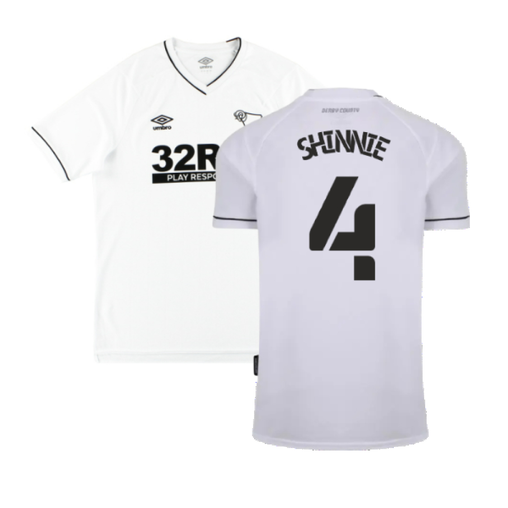 '20-'21 Derby County Home Shirt (S) (Excellent) (Shinnie 4) Polyester Made By: Umbro Men's White Small