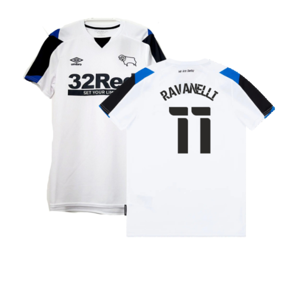 '21-'22 Derby County Home Shirt (M) (Excellent) (Ravanelli 11) Polyester Made By: Umbro Men's White Medium