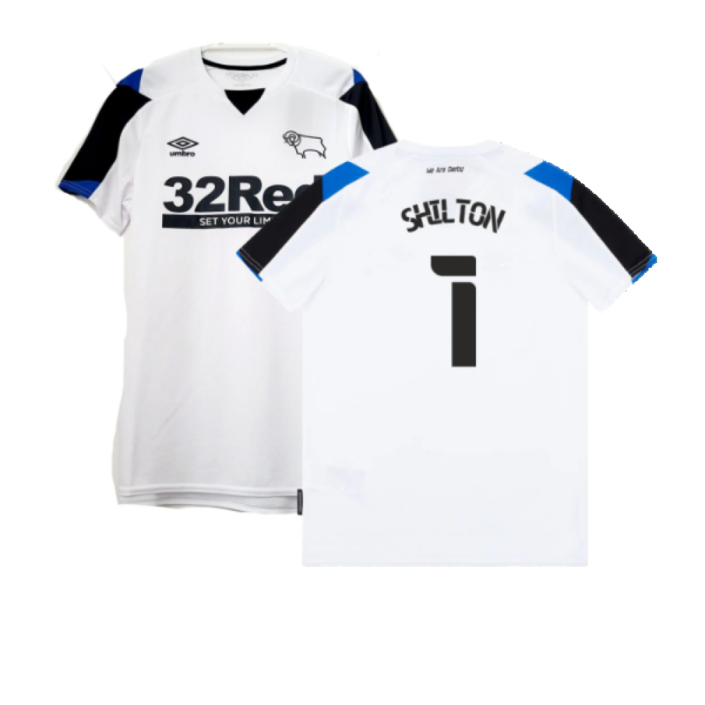 '21-'22 Derby County Home Shirt (L) (Mint) (Shilton 1) Polyester Made By: Umbro Men's White Large