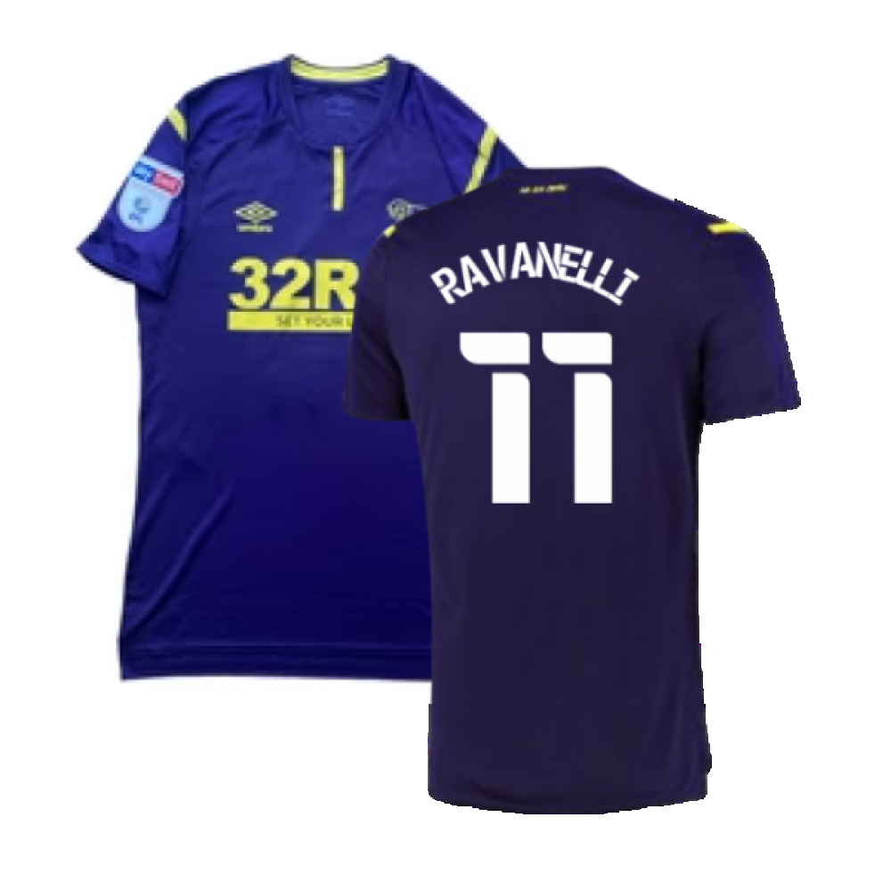 '21-'22 Derby County Third Shirt (L) (Mint) (Ravanelli 11) Polyester Made By: Umbro Men's Navy Large