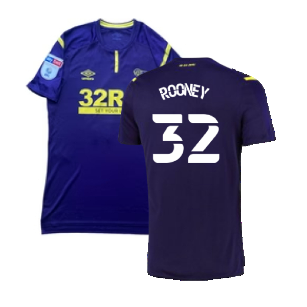 '21-'22 Derby County Third Shirt (L) (Excellent) (Rooney 32) Polyester Made By: Umbro Men's Navy Large