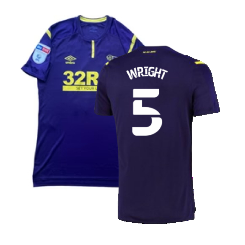 '21-'22 Derby County Third Shirt (S) (Mint) (Wright 5) Polyester Made By: Umbro Men's Navy Small
