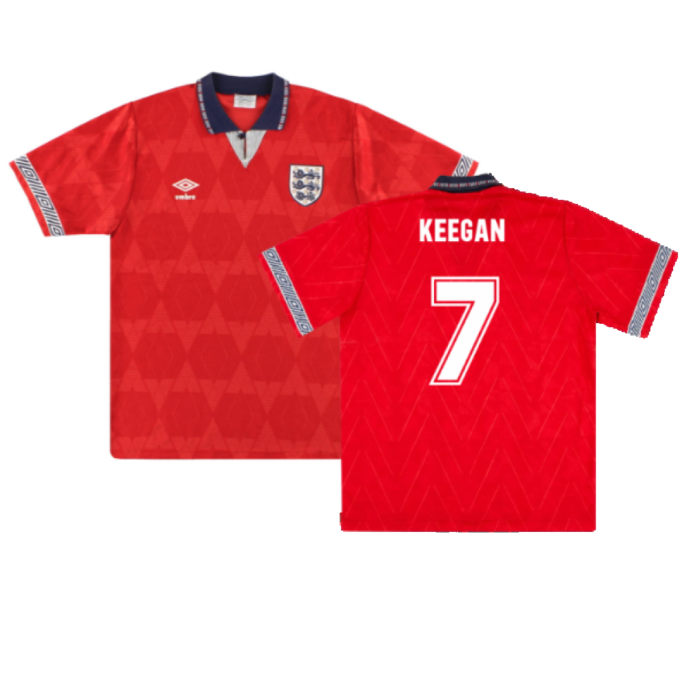 '90-'92 England Away Shirt (Excellent) (Keegan 7) Polyester Made By: Umbro Men's Red Small