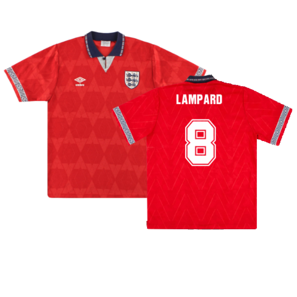 '90-'92 England Away Shirt (Excellent) (Lampard 8) Polyester Made By: Umbro Men's Red Small
