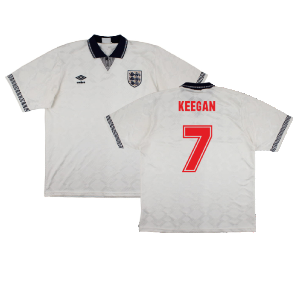 '90-'92 England Home Shirt (L) (Very Good) (Keegan 7) Polyester Made By: Umbro Men's White Large