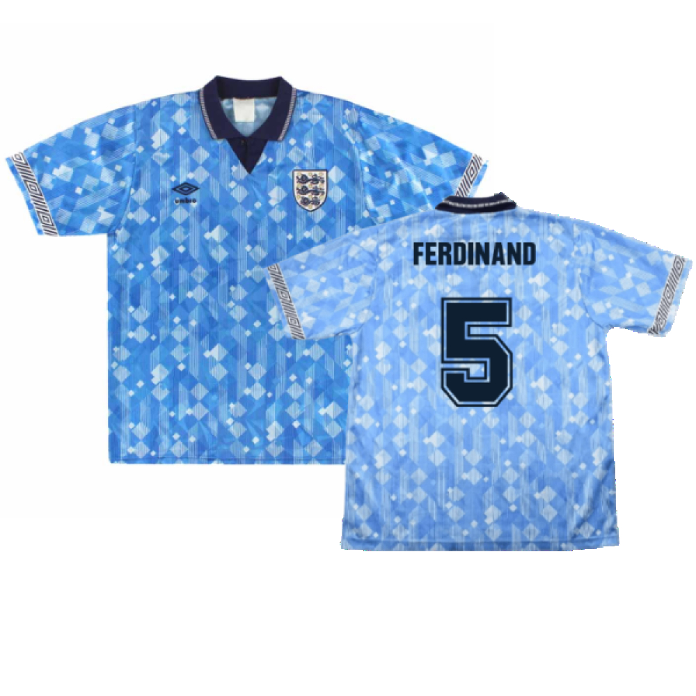 '90-'92 England Third ) (Excellent) (Ferdinand 5) Polyester Made By: Umbro Men's Blue Size 40