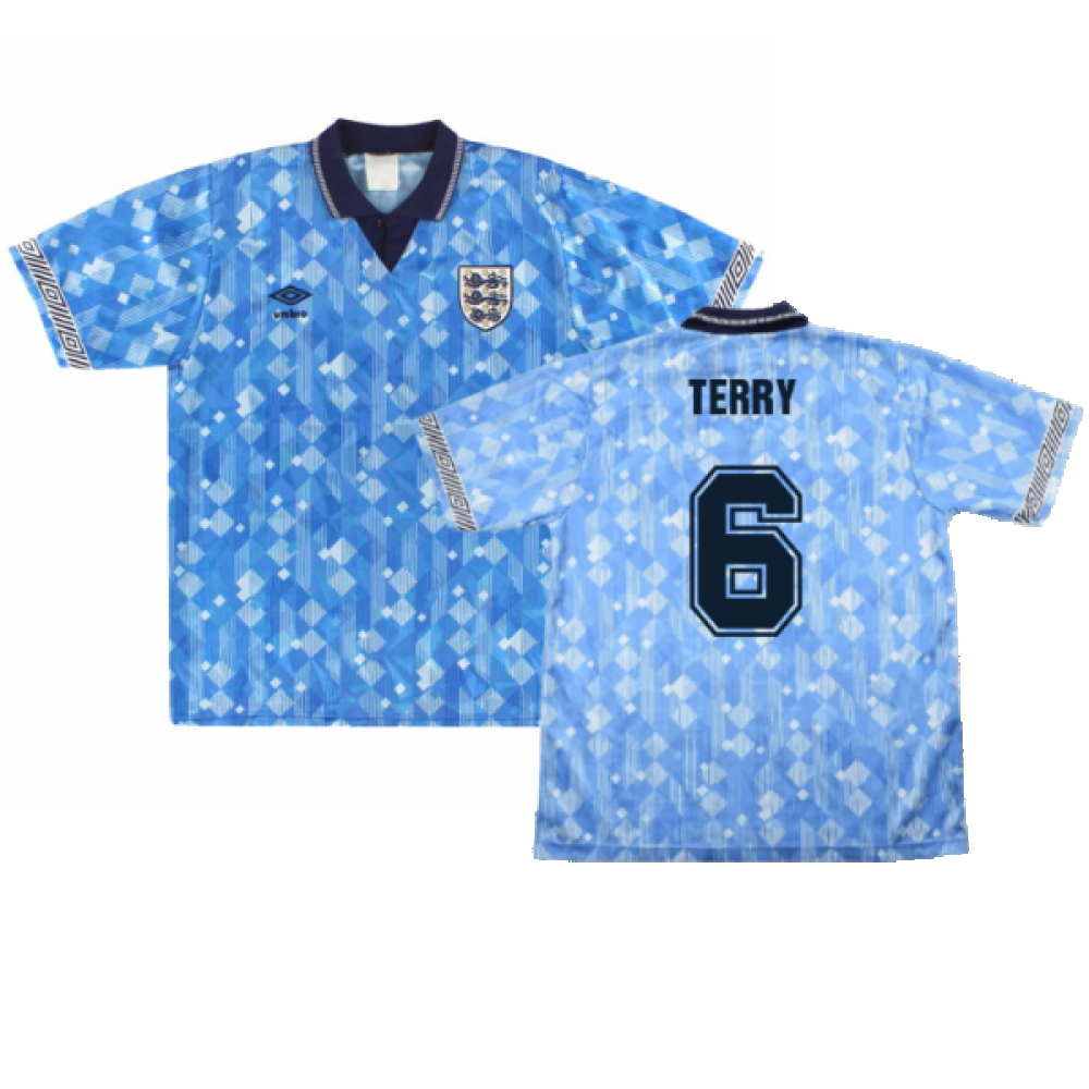 '90-'92 England Third ) (Excellent) (Terry 6) Polyester Made By: Umbro Men's Blue Size 40