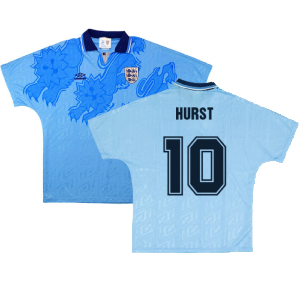 '92-'93 England Third Shirt (Excellent) (Hurst 10) Polyester Made By: Umbro Men's Blue Medium