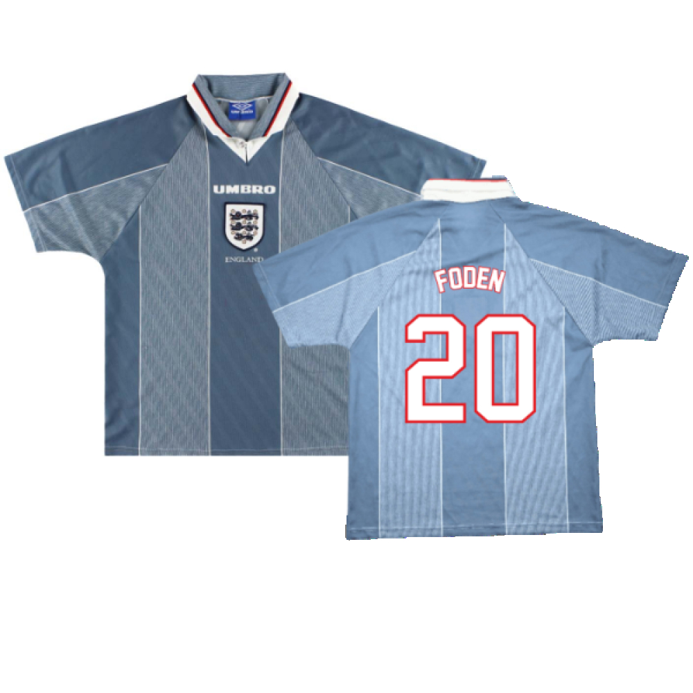 '95-'97 England Away ) (Mint) (Foden 20) Polyester Made By: Umbro Men's Grey Extra Large