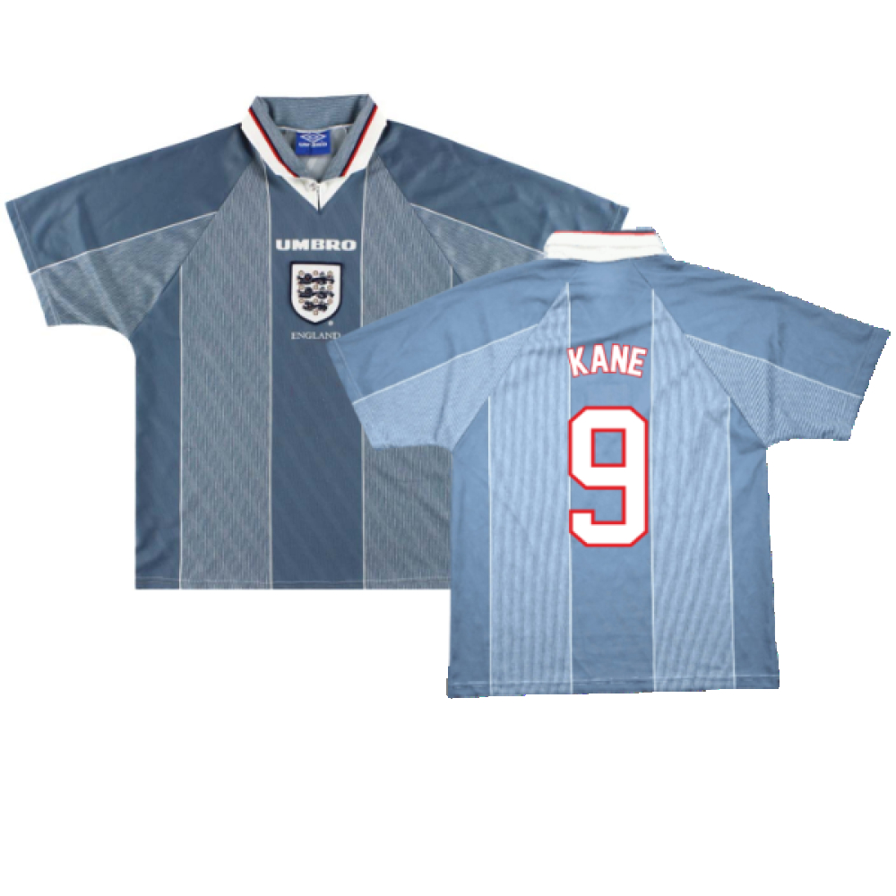 '95-'97 England Away ) (Excellent) (Kane 9) Polyester Made By: Umbro Men's Grey Xxl