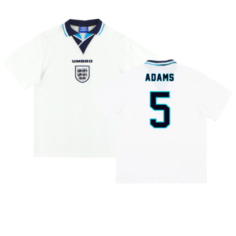 '95-'97 England Home Shirt ) (Excellent) (Adams 5) Polyester Made By: Umbro Men's White Extra Large