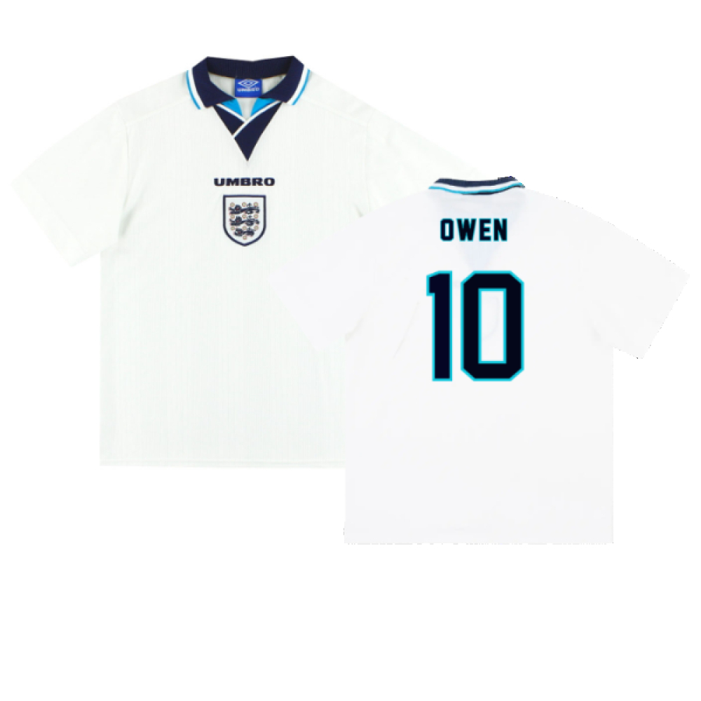 '95-'97 England Home Shirt ) (Excellent) (Owen 10) Polyester Michael Owen Made By: Umbro Men's White Extra Large