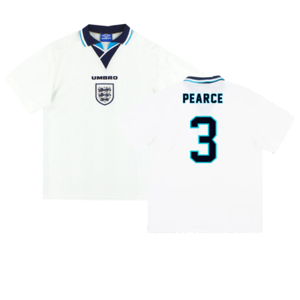 '95-'97 England Home Shirt ) (Excellent) (Pearce 3) Polyester Made By: Umbro Men's White Extra Large