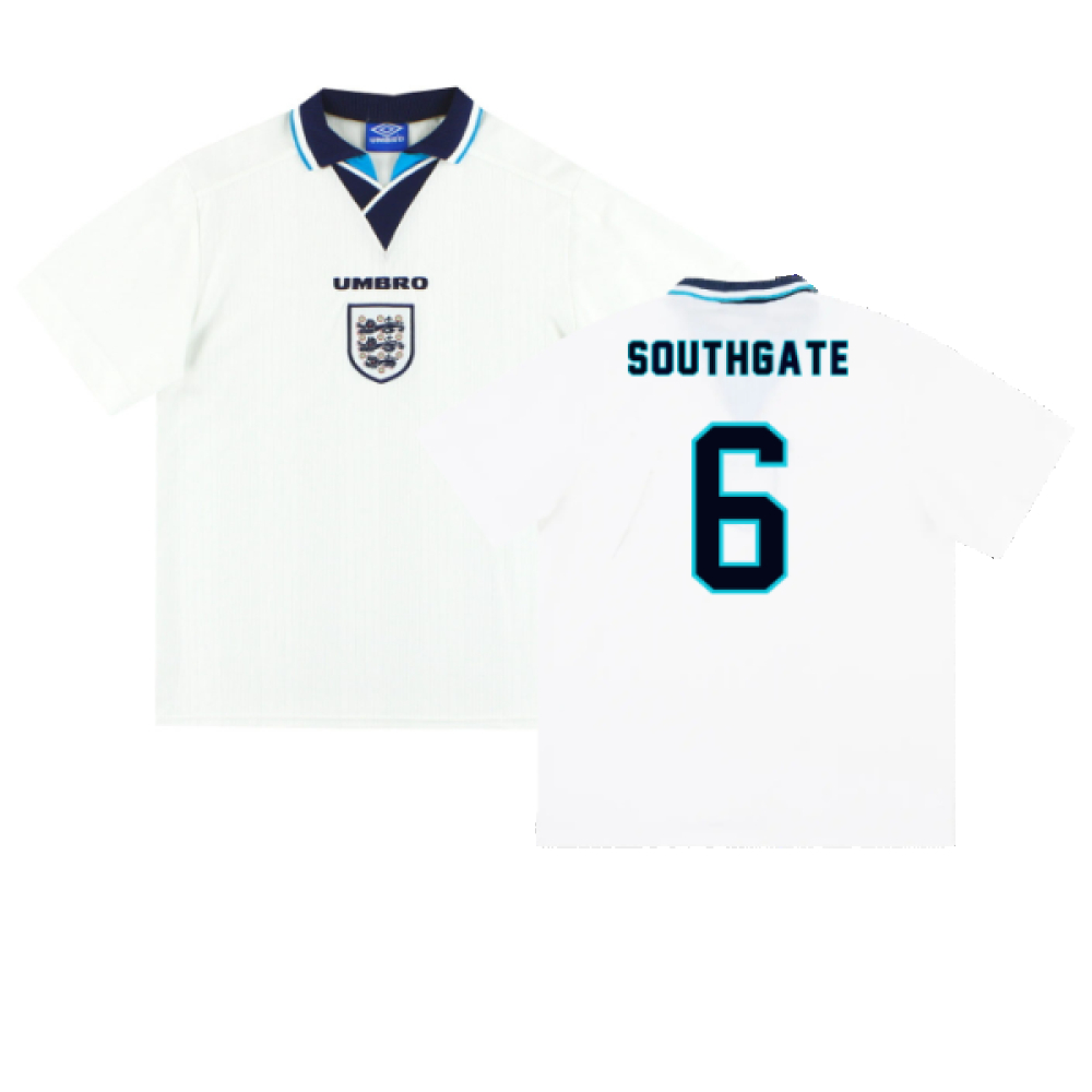 '95-'97 England Home Shirt ) (Excellent) (Southgate 6) Polyester Made By: Umbro Men's White Extra Large