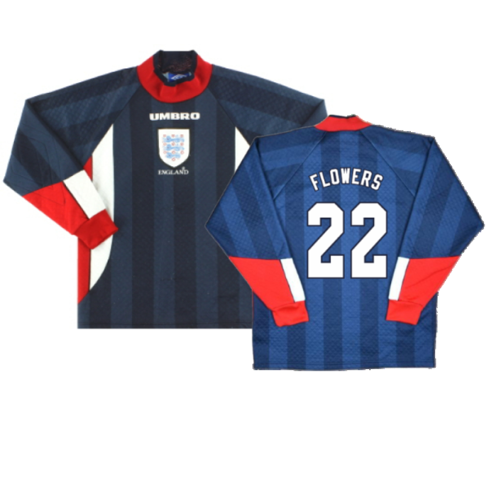 '97-'98 England Away Goalkeeper Shirt (M) (Excellent) (Flowers 22) Polyester Made By: Umbro Men's Navy Medium