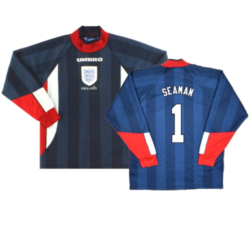 '97-'98 England Away Goalkeeper Shirt (L) (Excellent) (Seaman 1) Polyester Made By: Umbro Men's Navy Large
