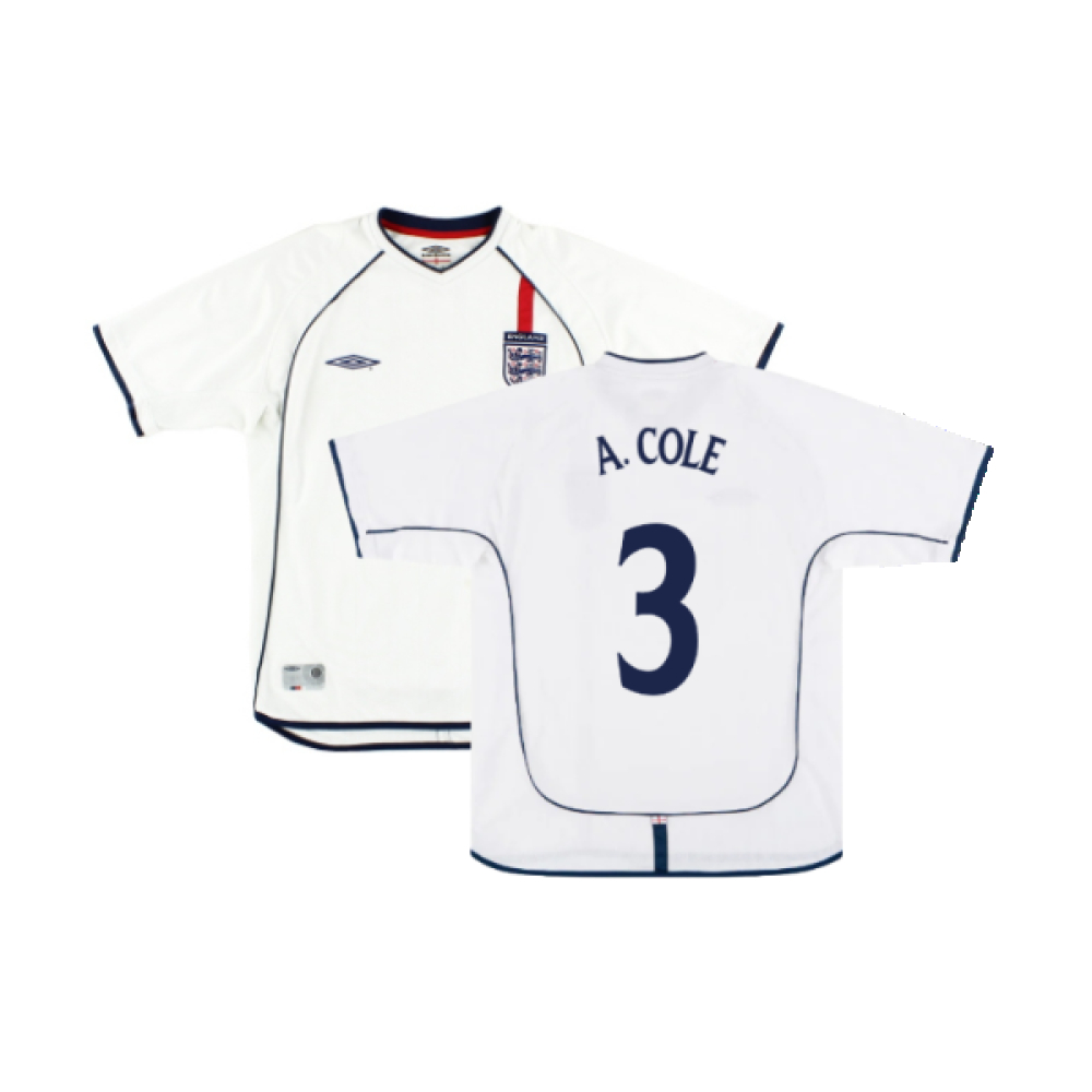 '01-'03 England Home Shirt ) (Very Good) (A. Cole 3) Polyester Made By: Umbro Men's White Extra Large
