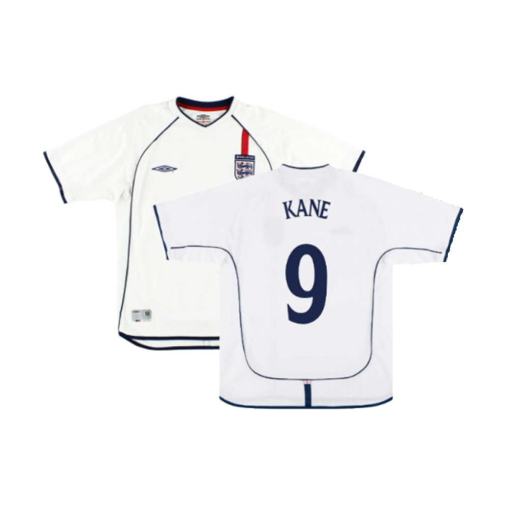 '01-'03 England Home Shirt ) (Very Good) (Kane 9) Polyester Made By: Umbro Men's White Extra Large