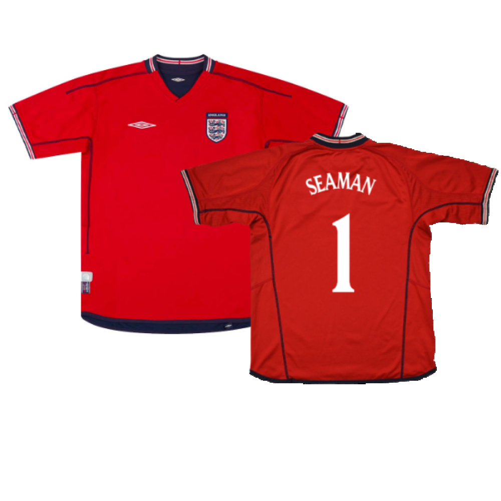 '02-'04 England Away ) (Excellent) (Seaman 1) Polyester Made By: Umbro Men's Red Size 46