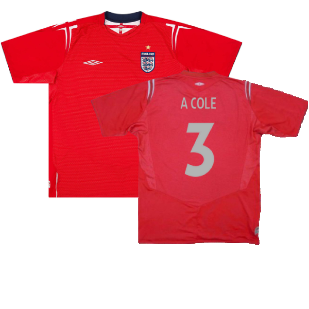 '04-'06 England Away Shirt ) (Excellent) (A Cole 3) Polyester Made By: Umbro Men's Red Xxl