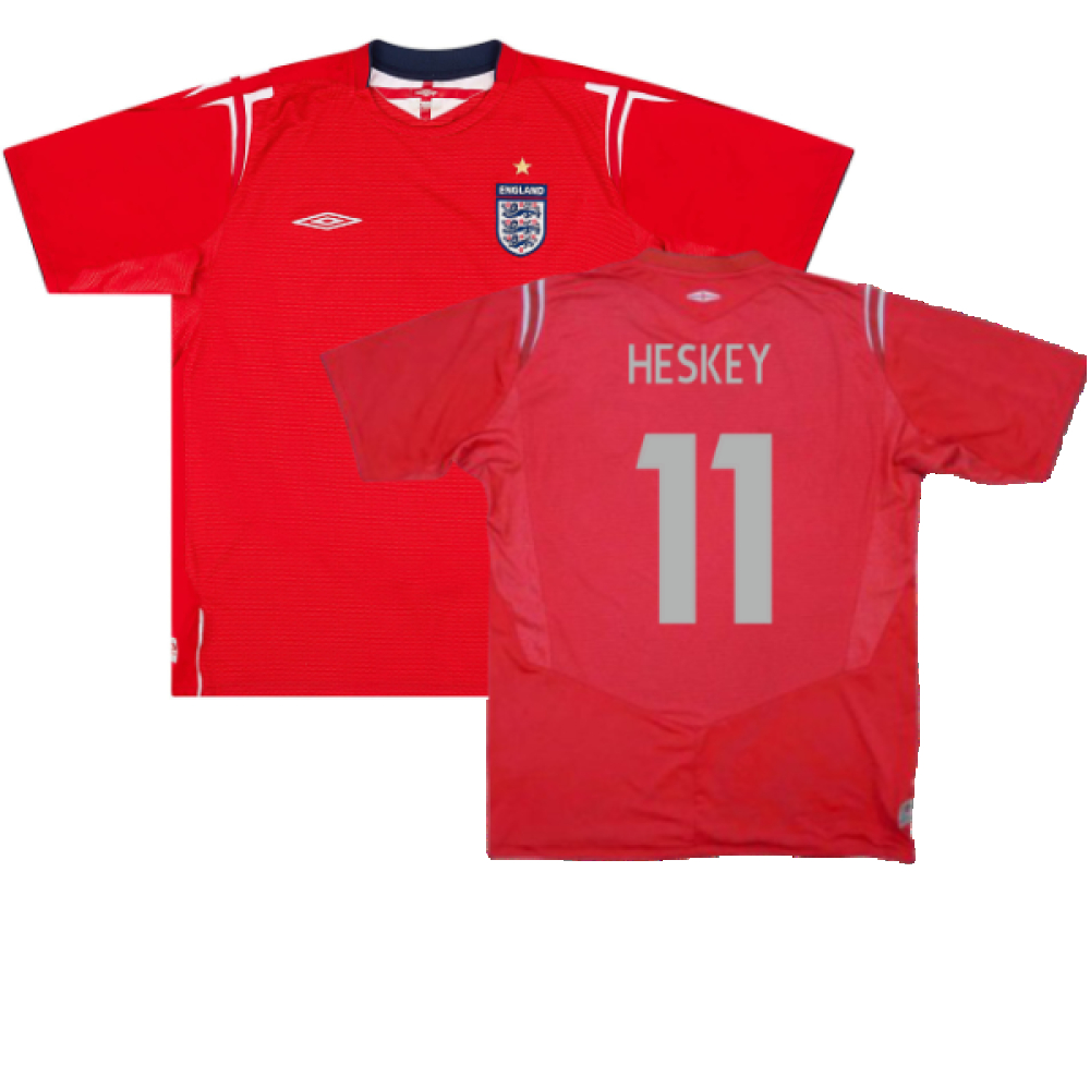'04-'06 England Away Shirt ) (Excellent) (Heskey 11) Polyester Made By: Umbro Men's Red Xxl
