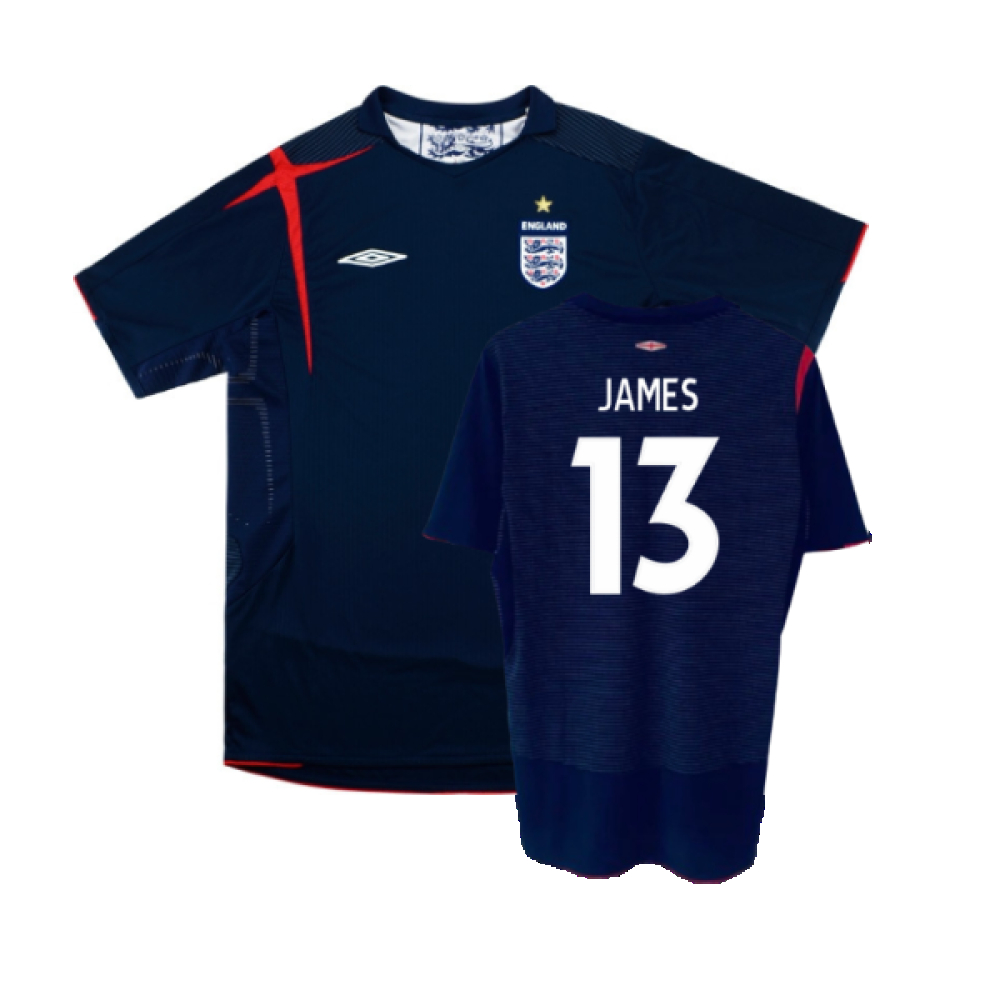 '05-'07 England Gk Home Shirt ) (Excellent) (James 13) Polyester Made By: Umbro Men's Navy Extra Large